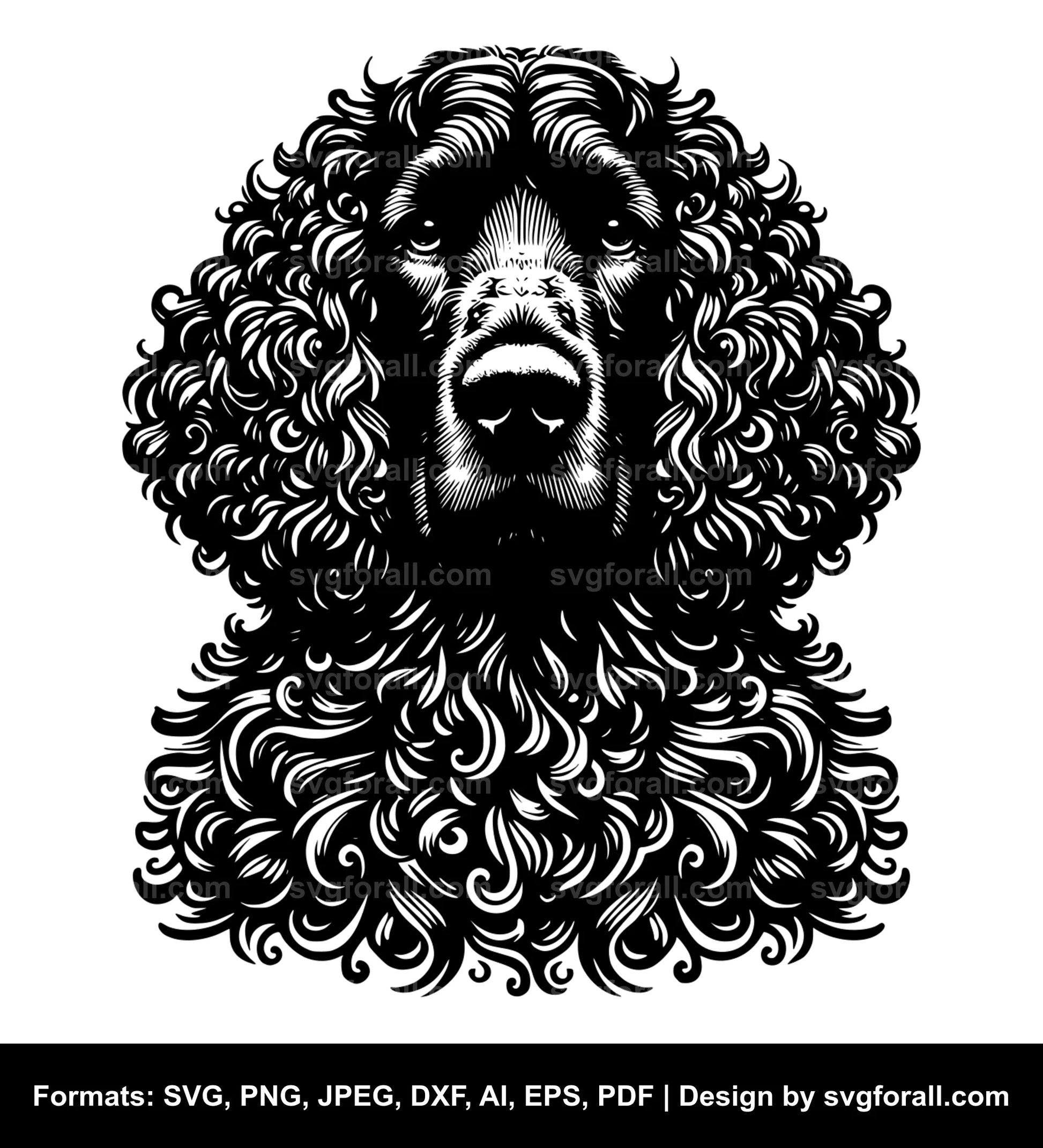 Irish Water Spaniel Dog Black SVG