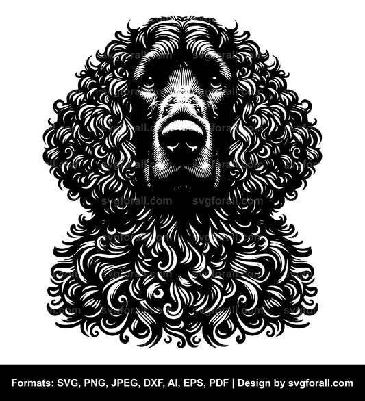 Irish Water Spaniel Dog Black SVG