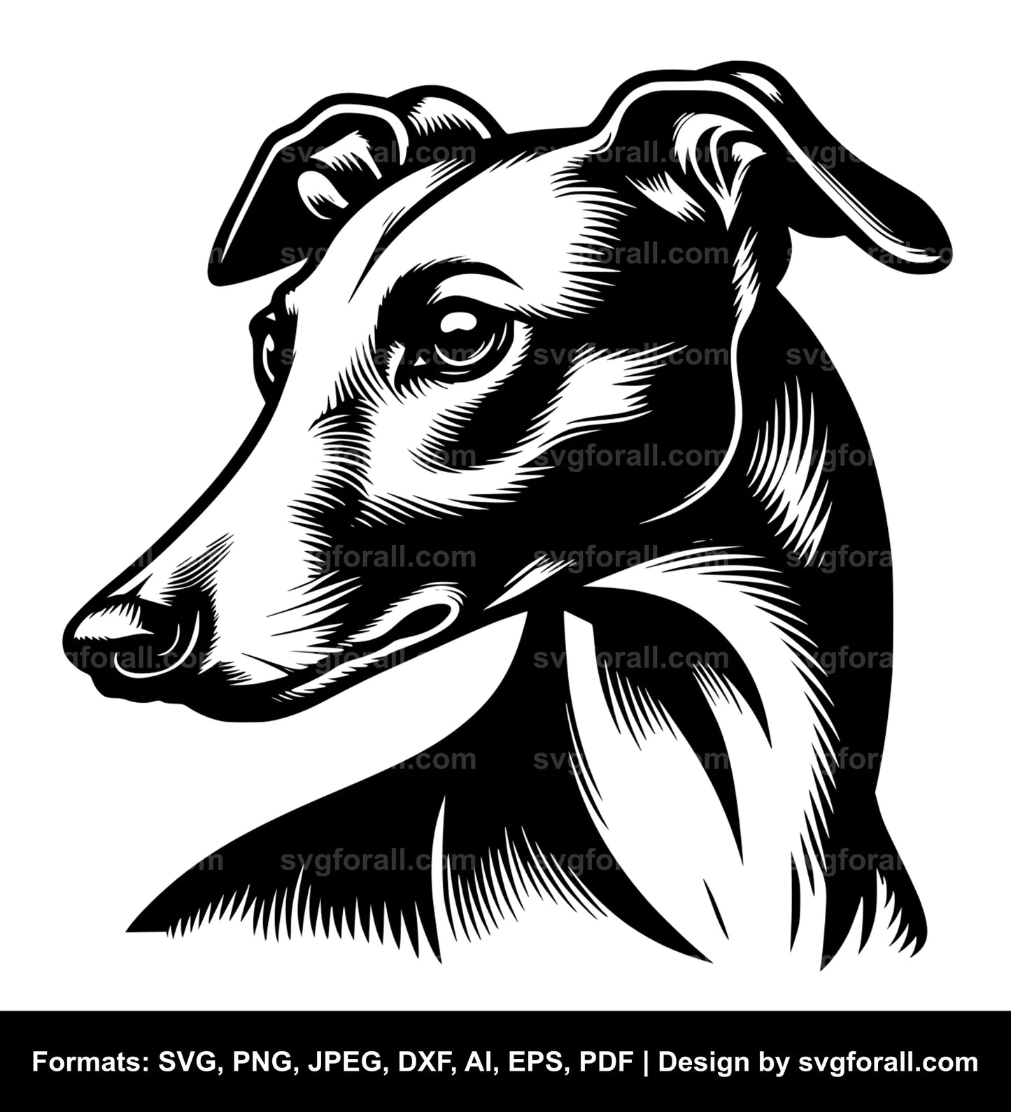 Italian Greyhound Dog Black SVG