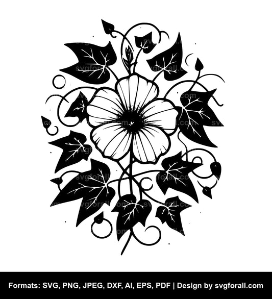 Ivy Flower Black SVG