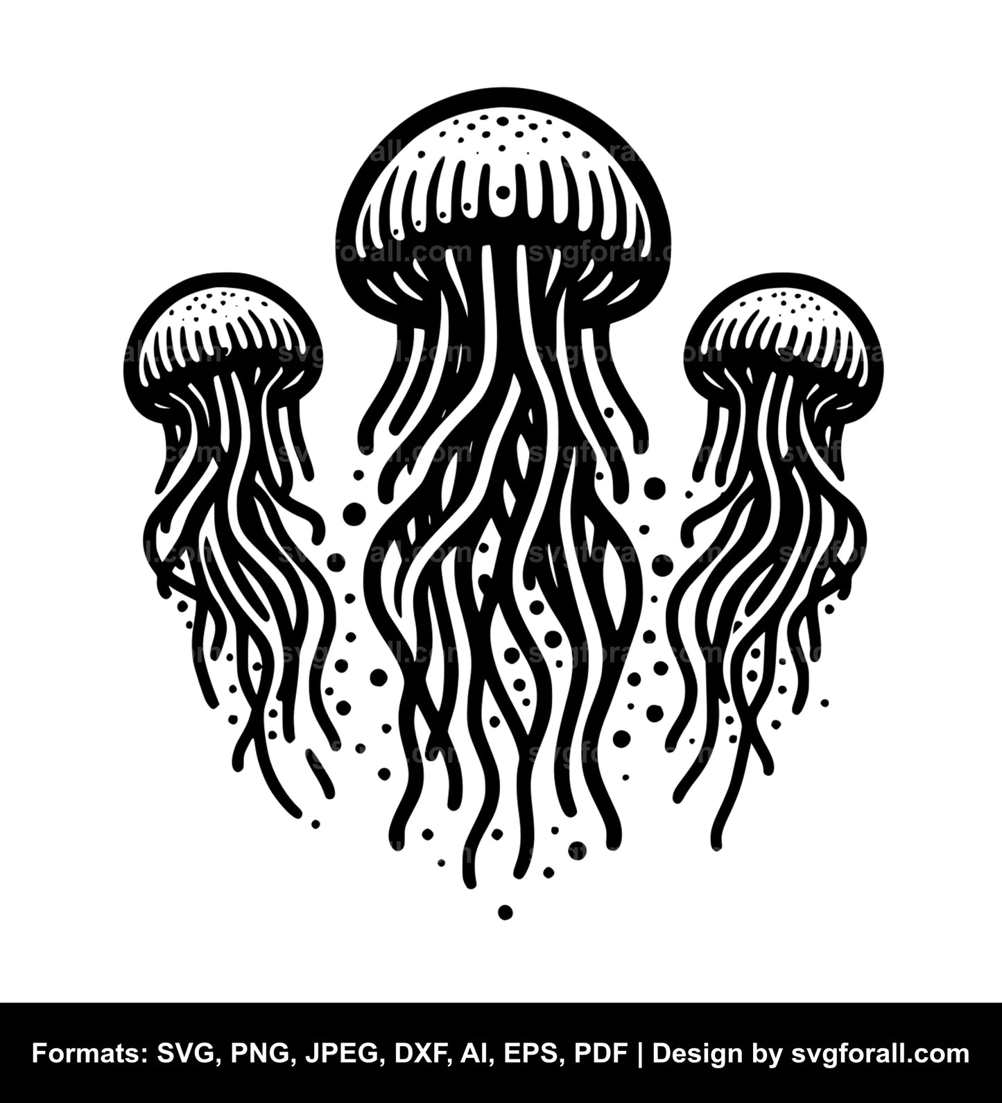 Jellyfish Black SVG PNG