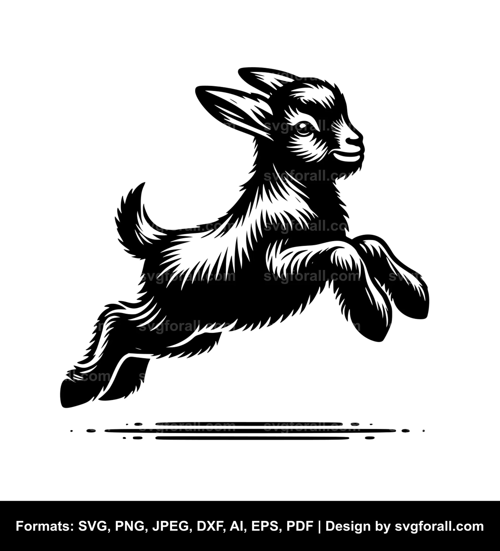 Jumping Baby Goat SVG Vector