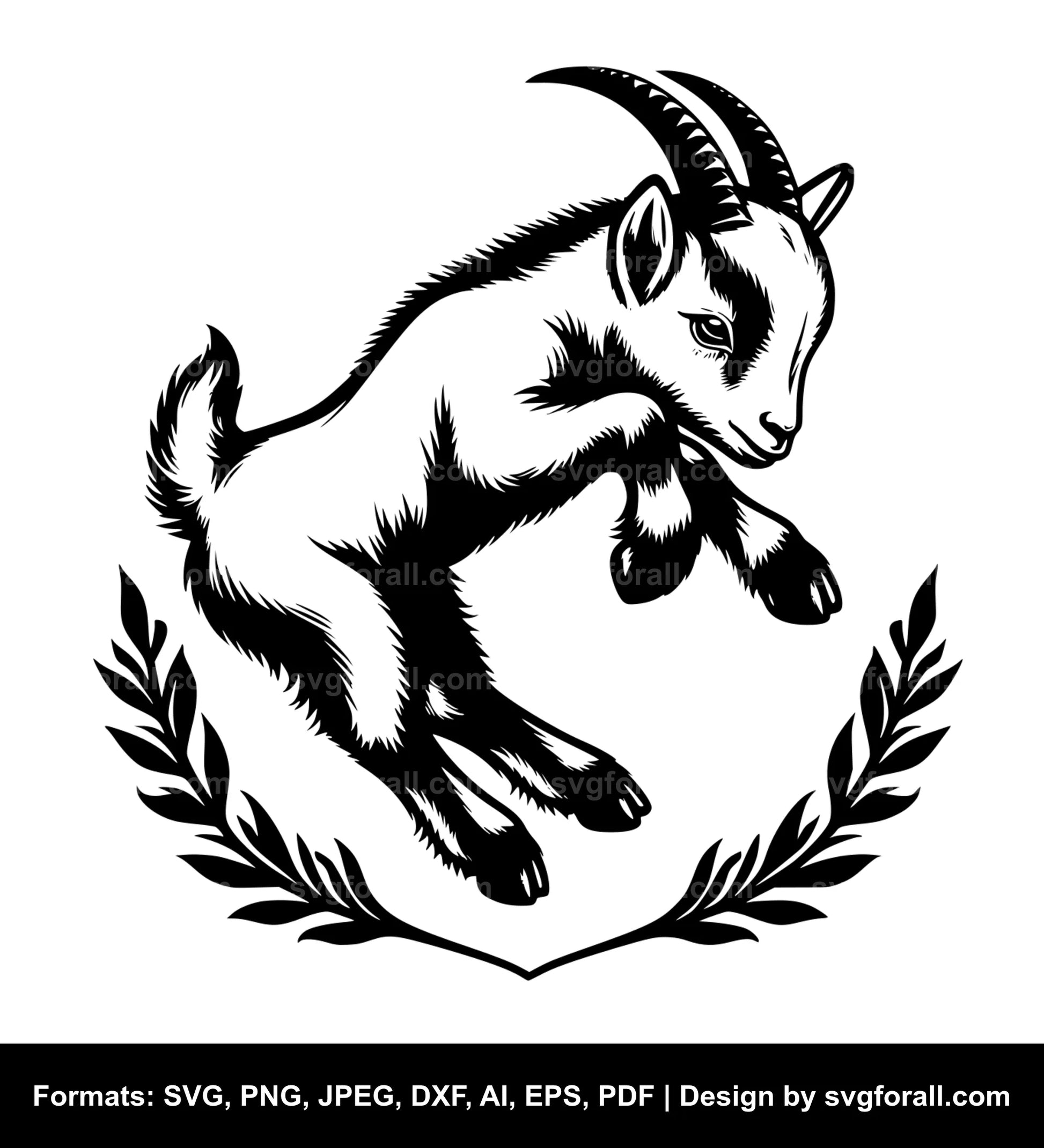 Jumping Baby Goat Vector SVG