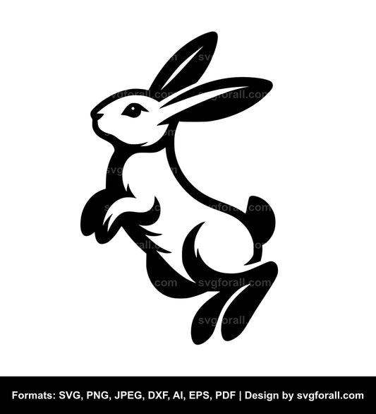 Jumping Bunny Black SVG