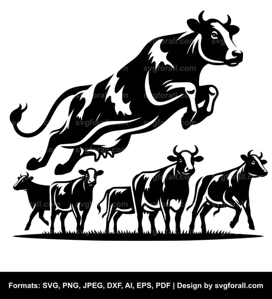 Jumping Cow Black SVG