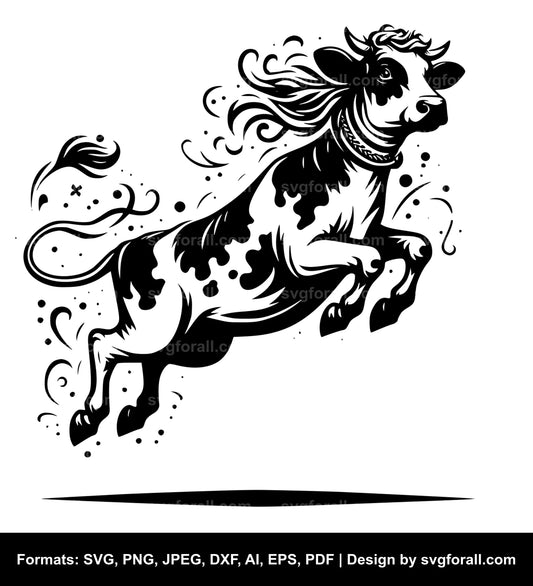 Jumping Cow SVG Vector