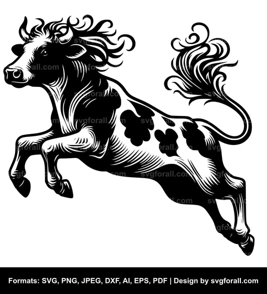 Jumping Cow Vector SVG