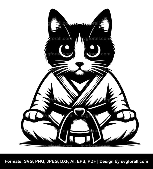 Karate Cat SVG Vector