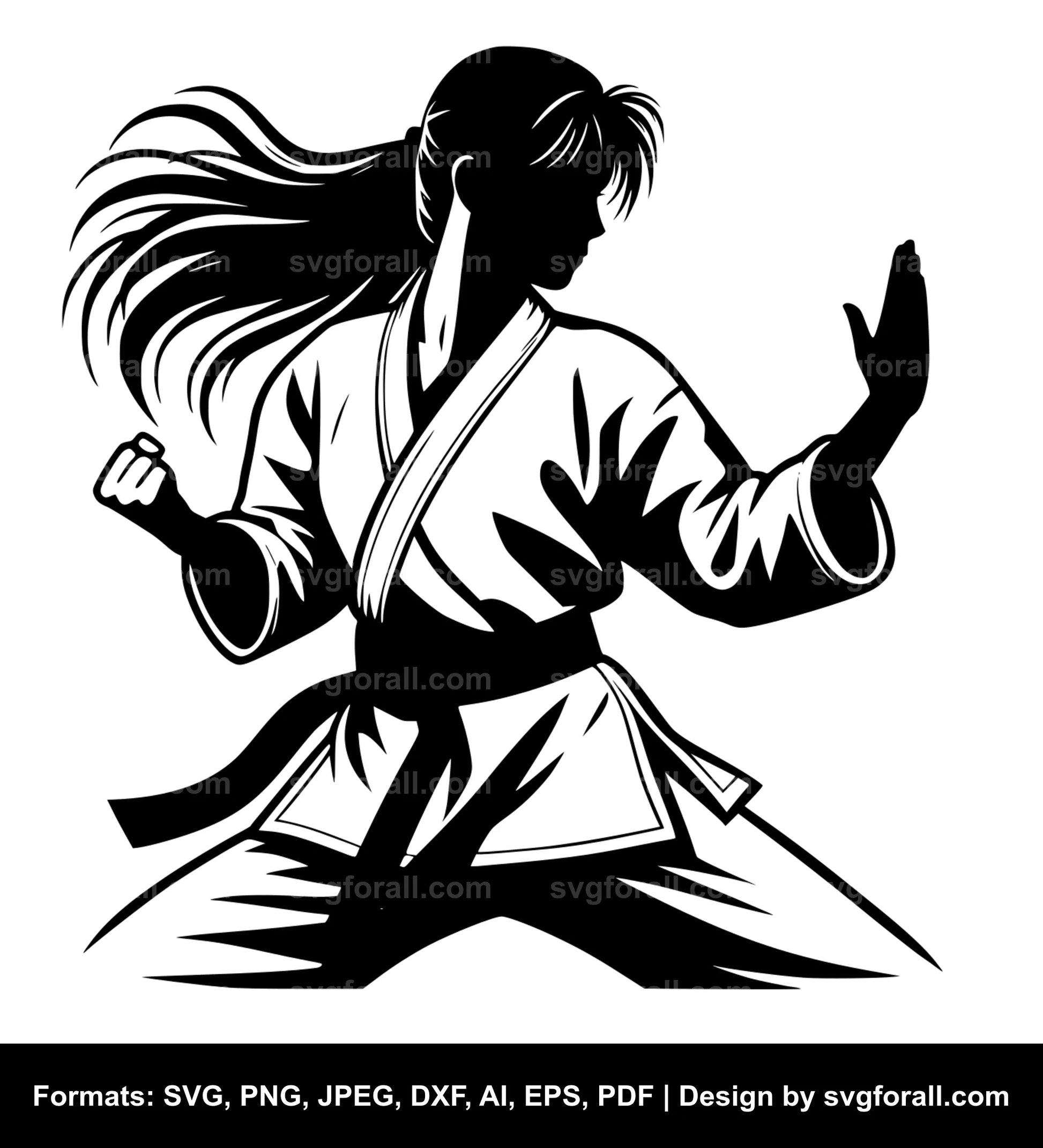 Karate Girl Black SVG