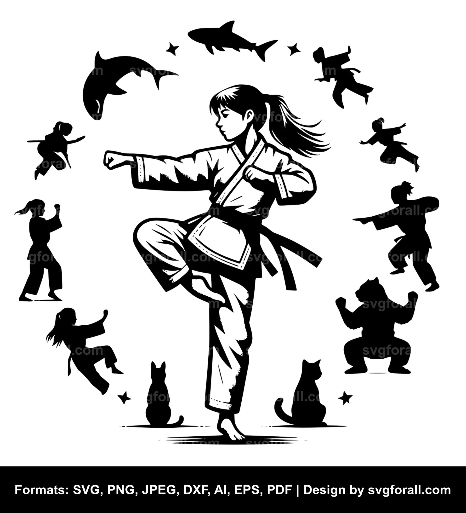 Karate Girl SVG File