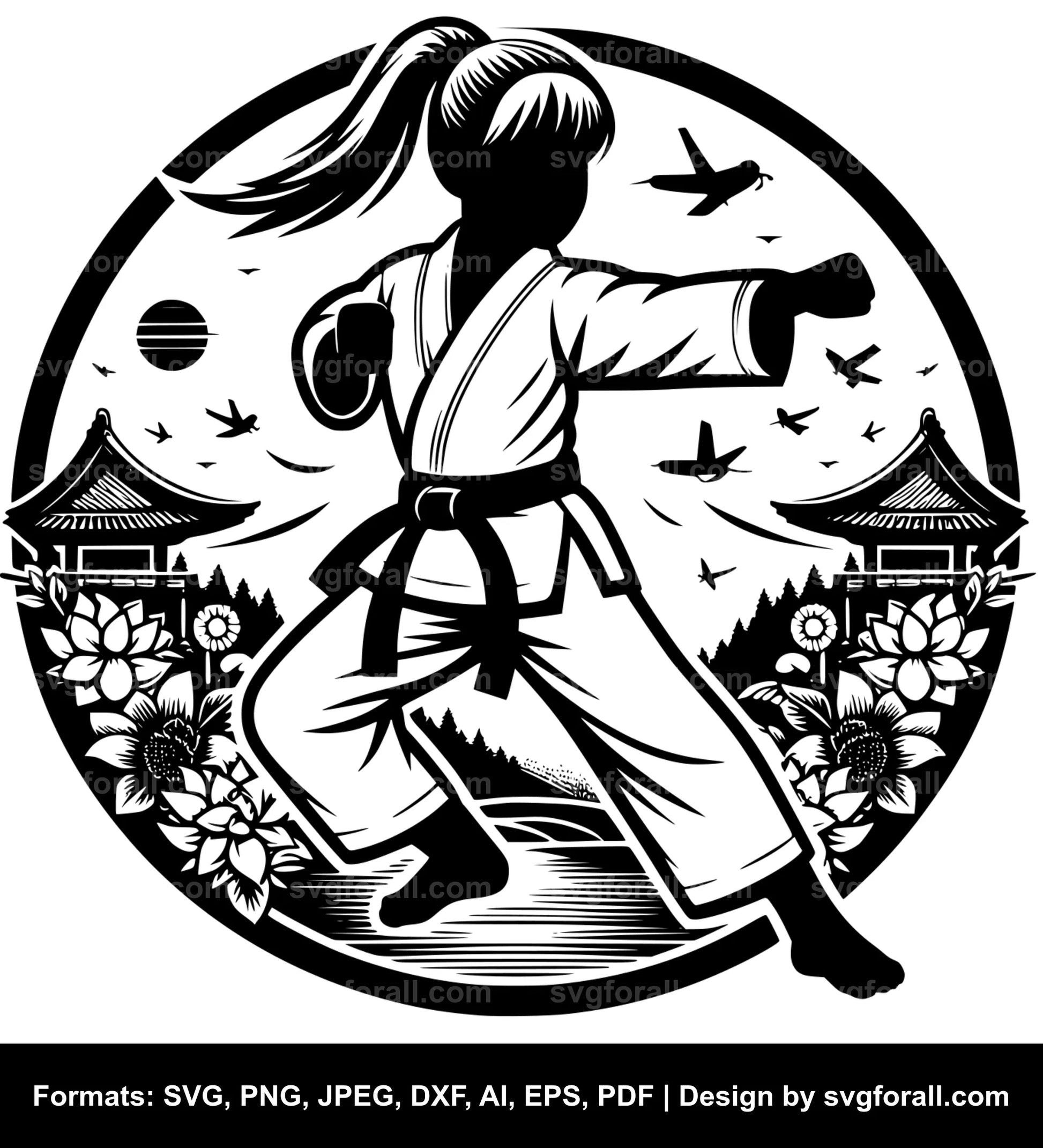 Karate Girl SVG PNG