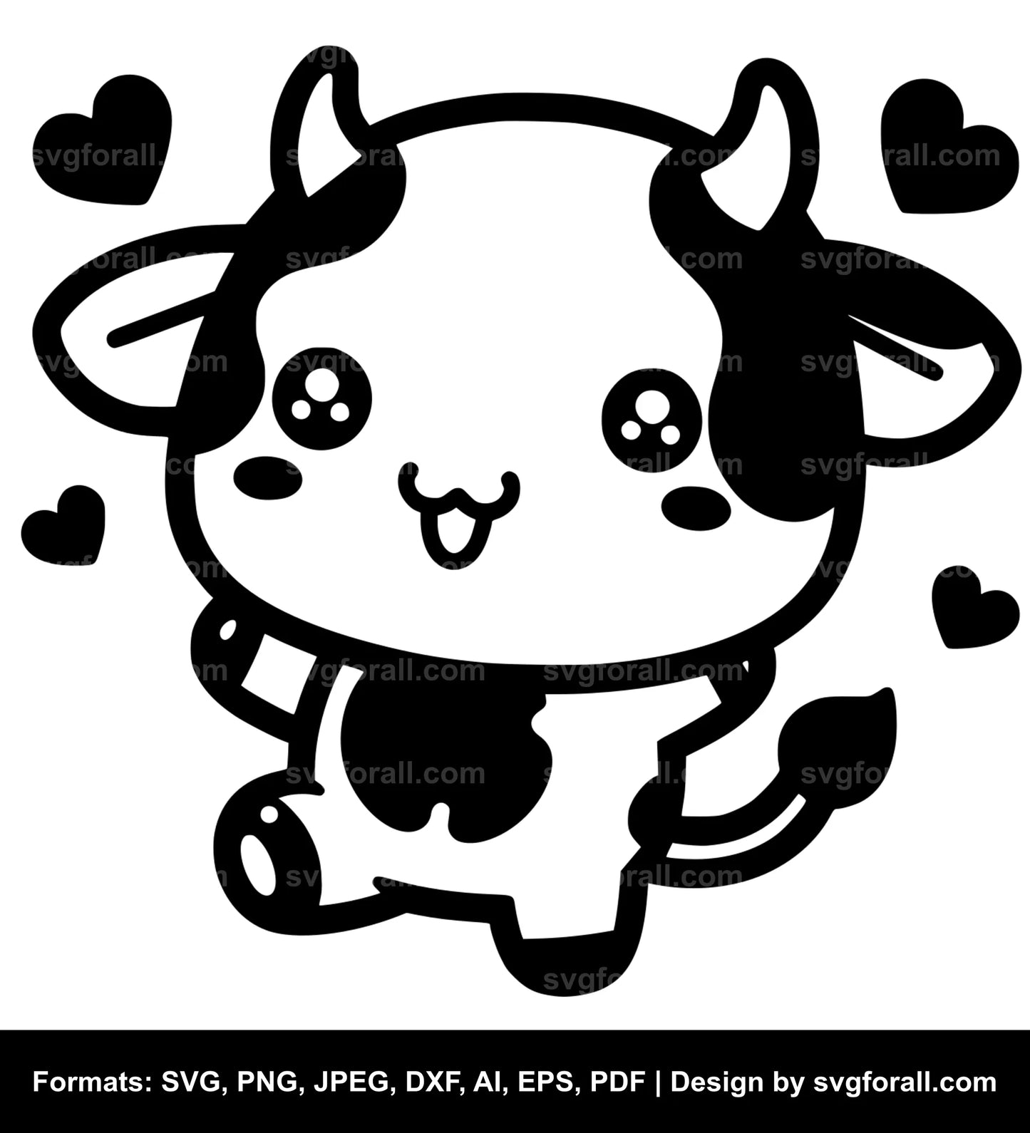 Kawaii Cow SVG PNG