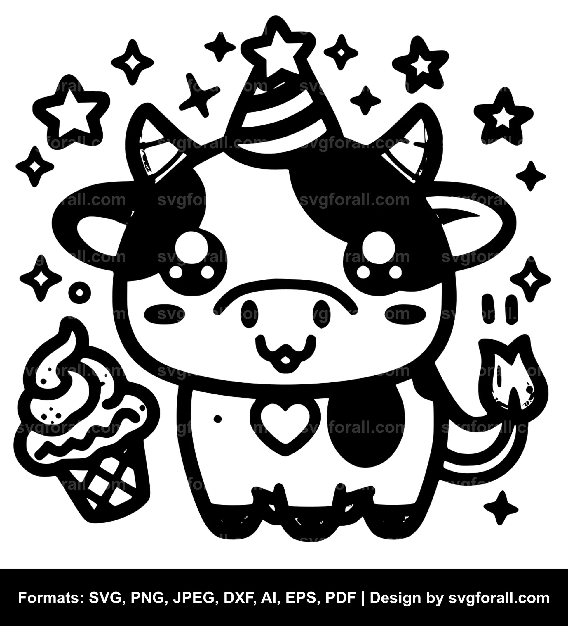 Kawaii Cow SVG Vector