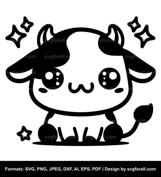 Kawaii Cow Vector SVG