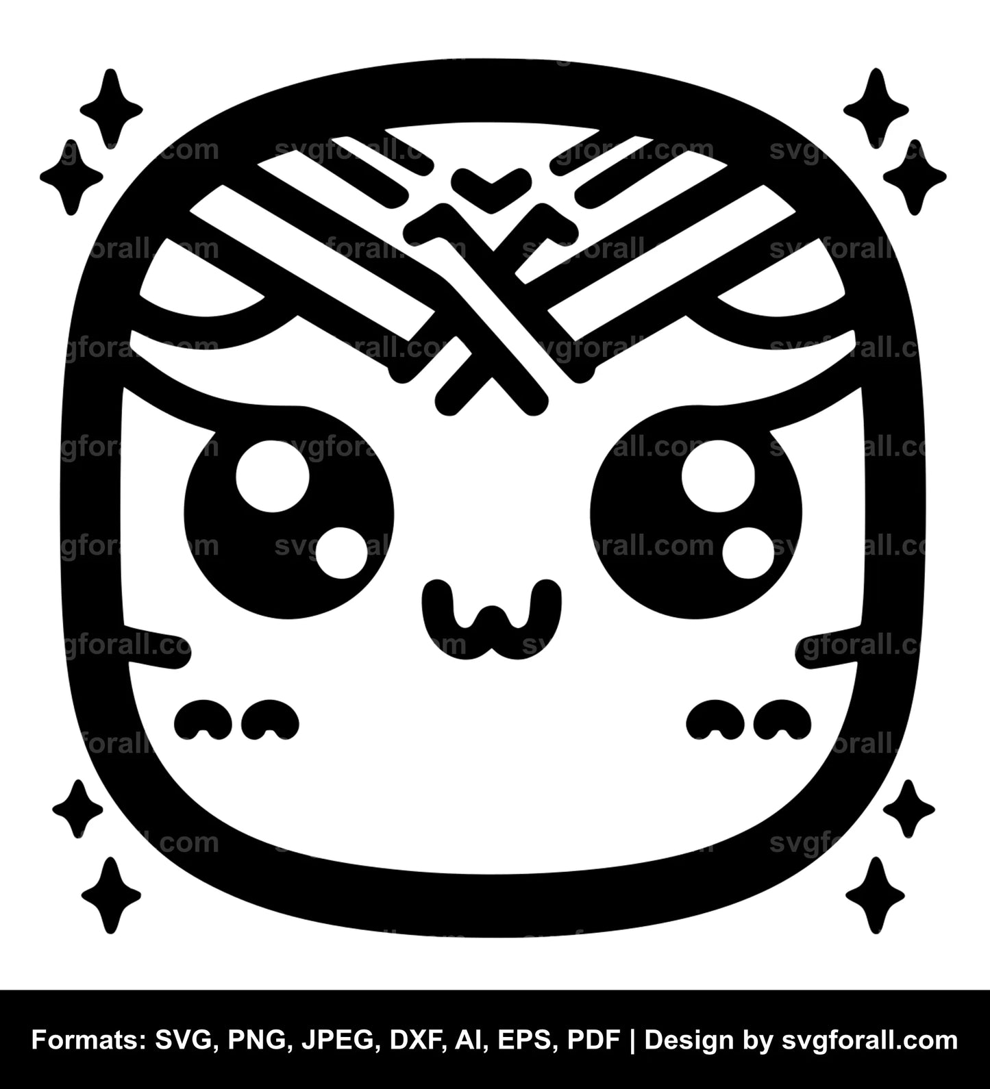 Kawaii Face Black SVG