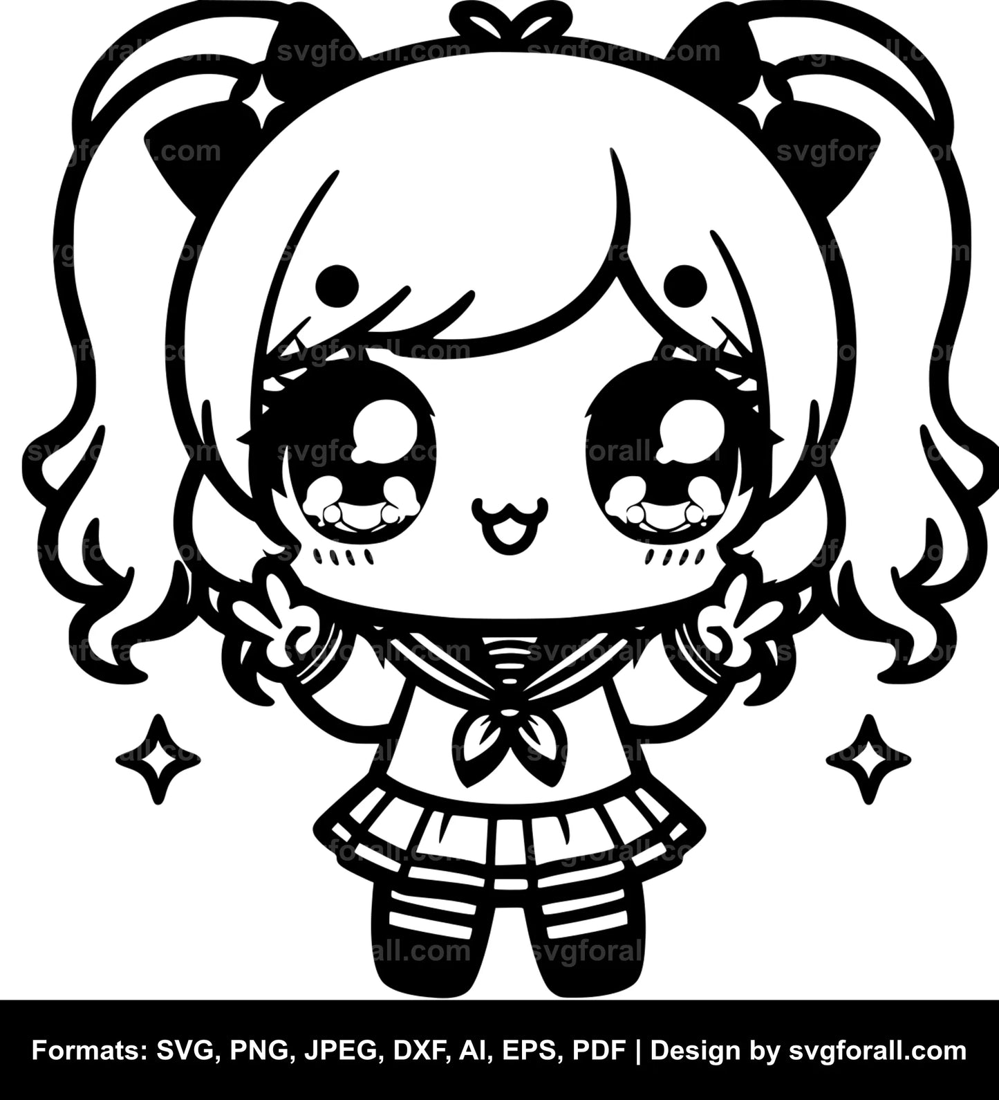 Kawaii Girl SVG PNG