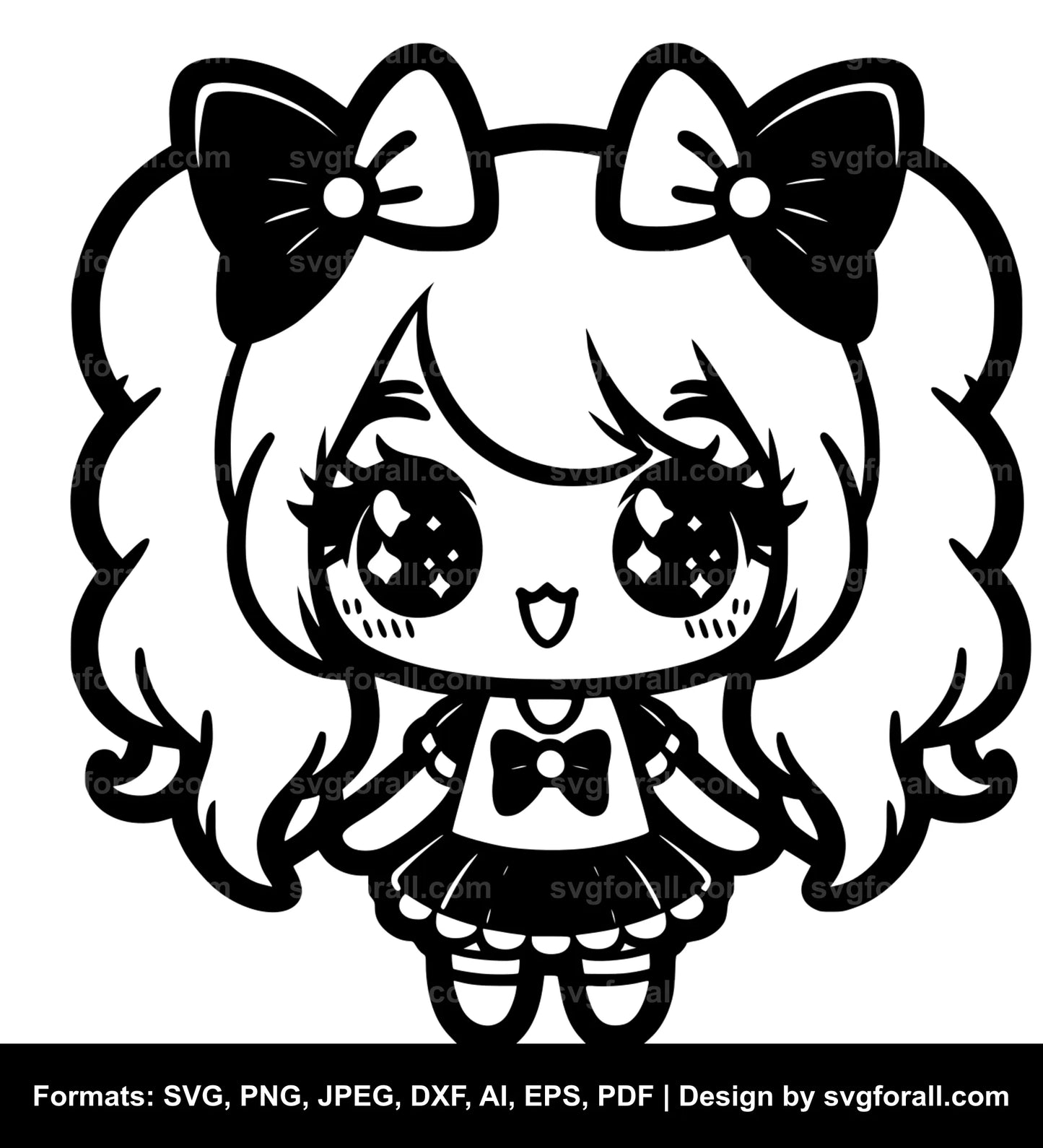 Kawaii Girl SVG Vector