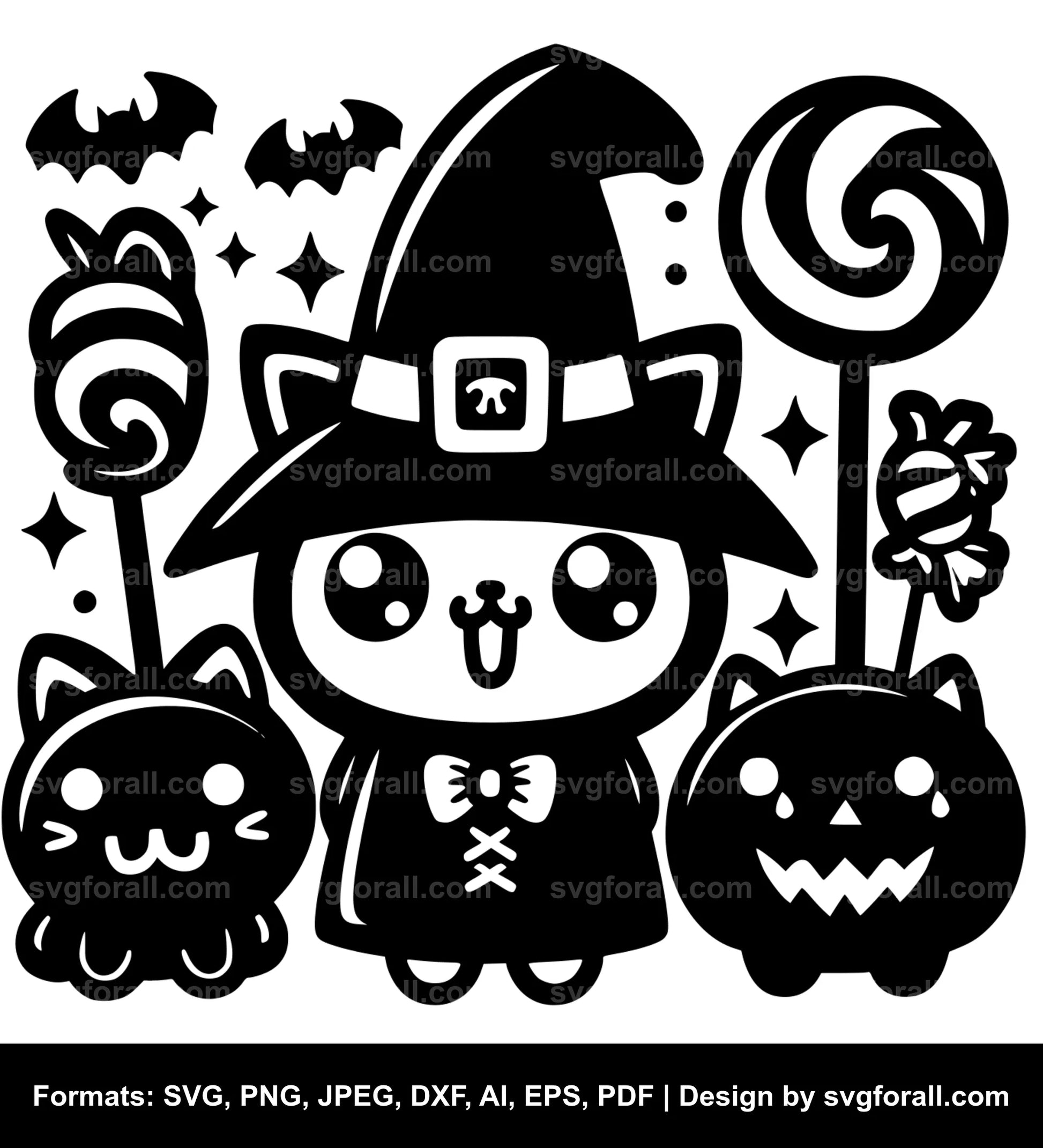 Kawaii Halloween Black SVG