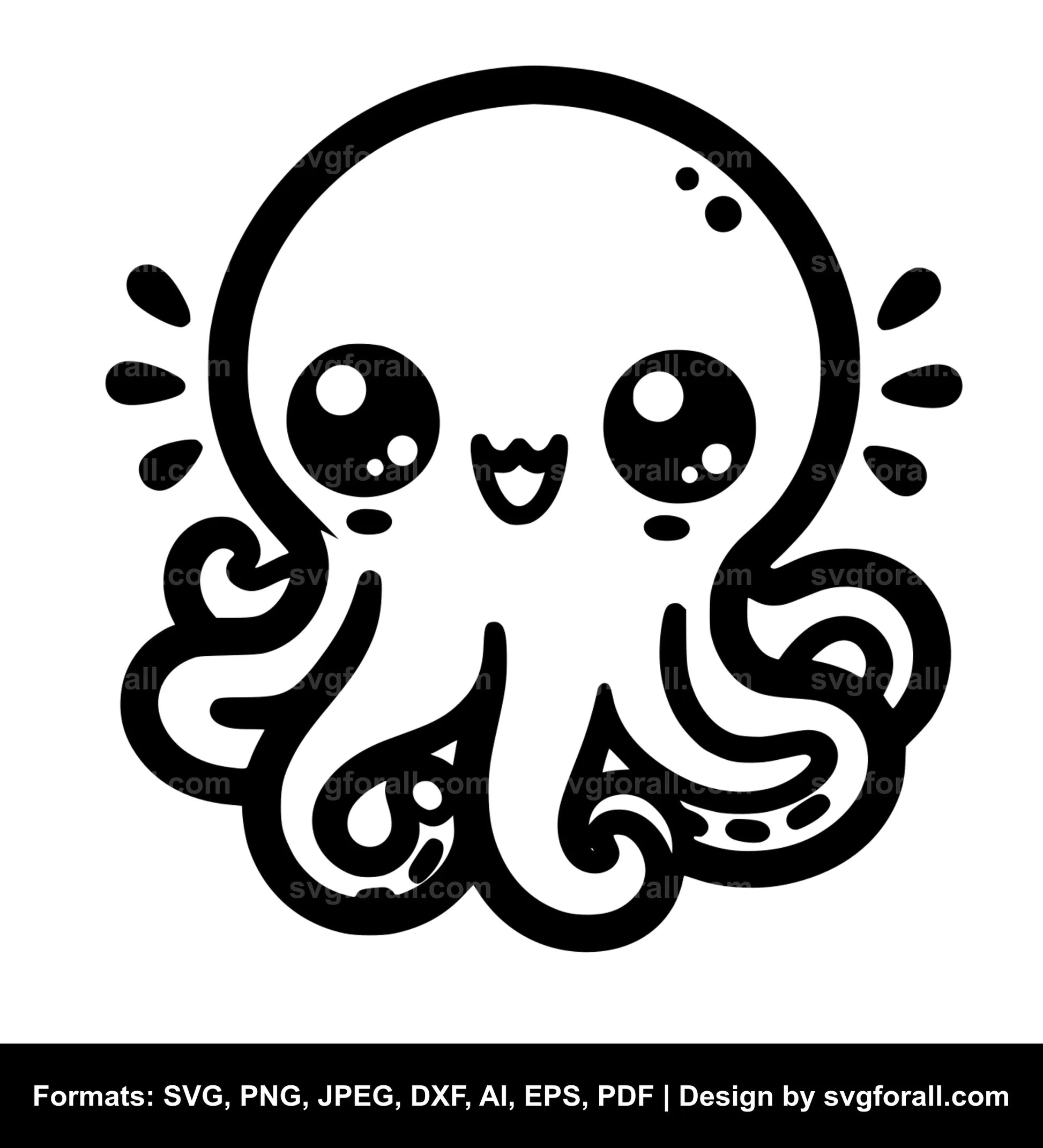 Kawaii Octopus SVG PNG