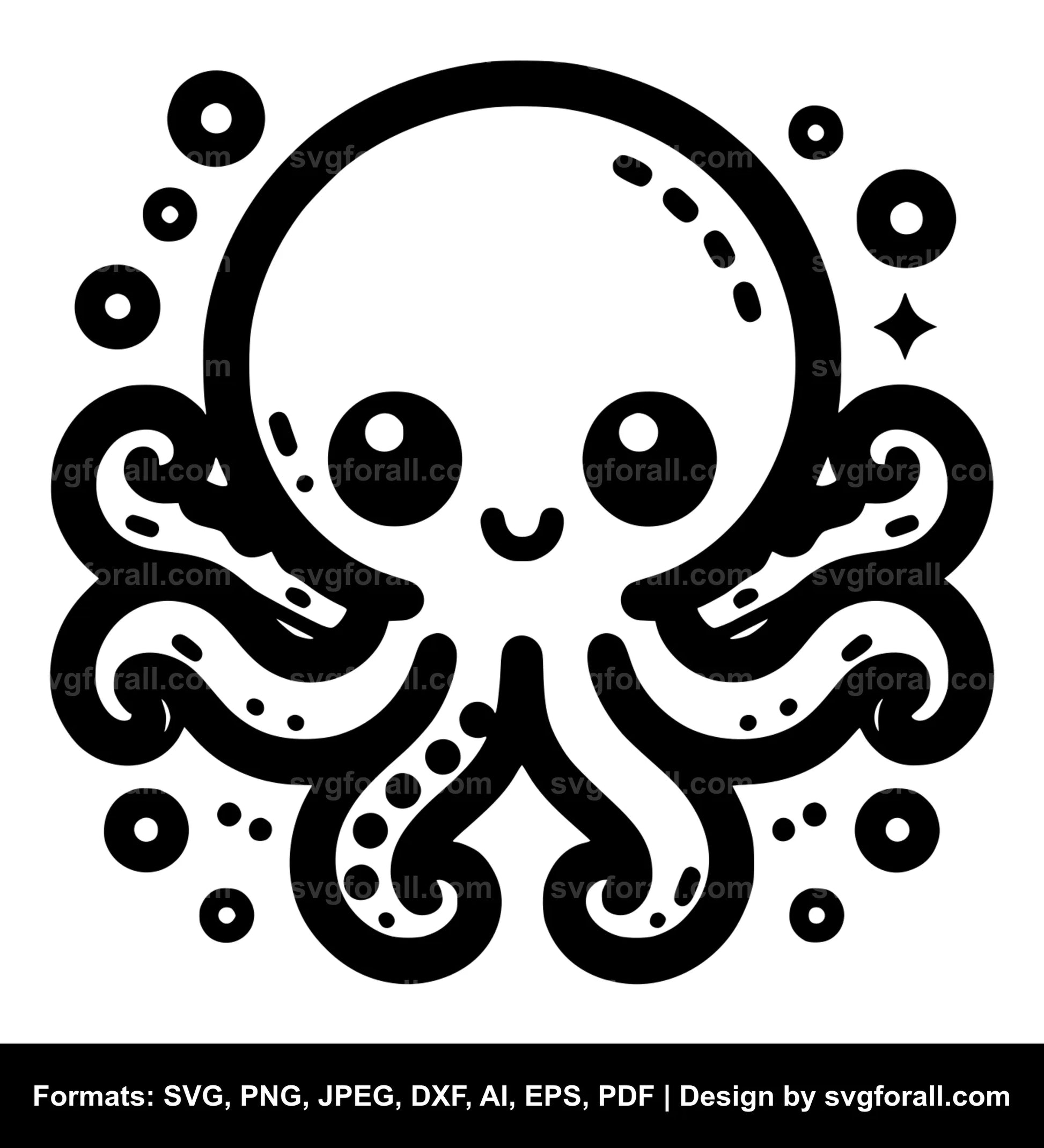 Kawaii Octopus SVG Vector