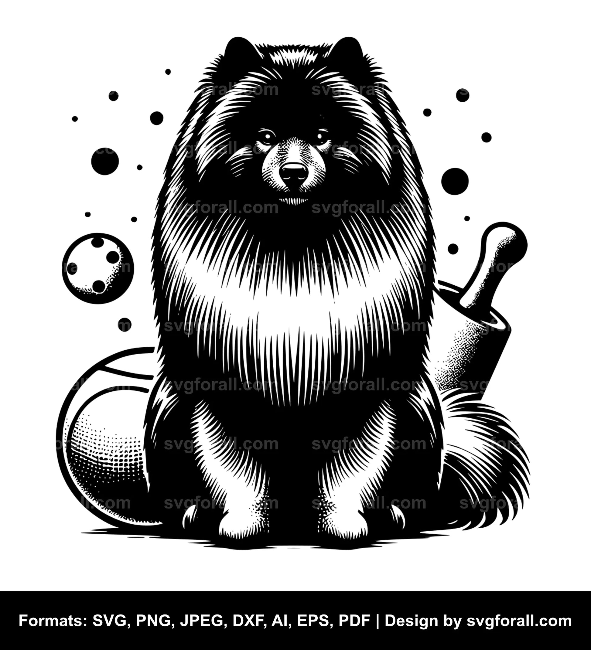 Keeshond Dog Black SVG