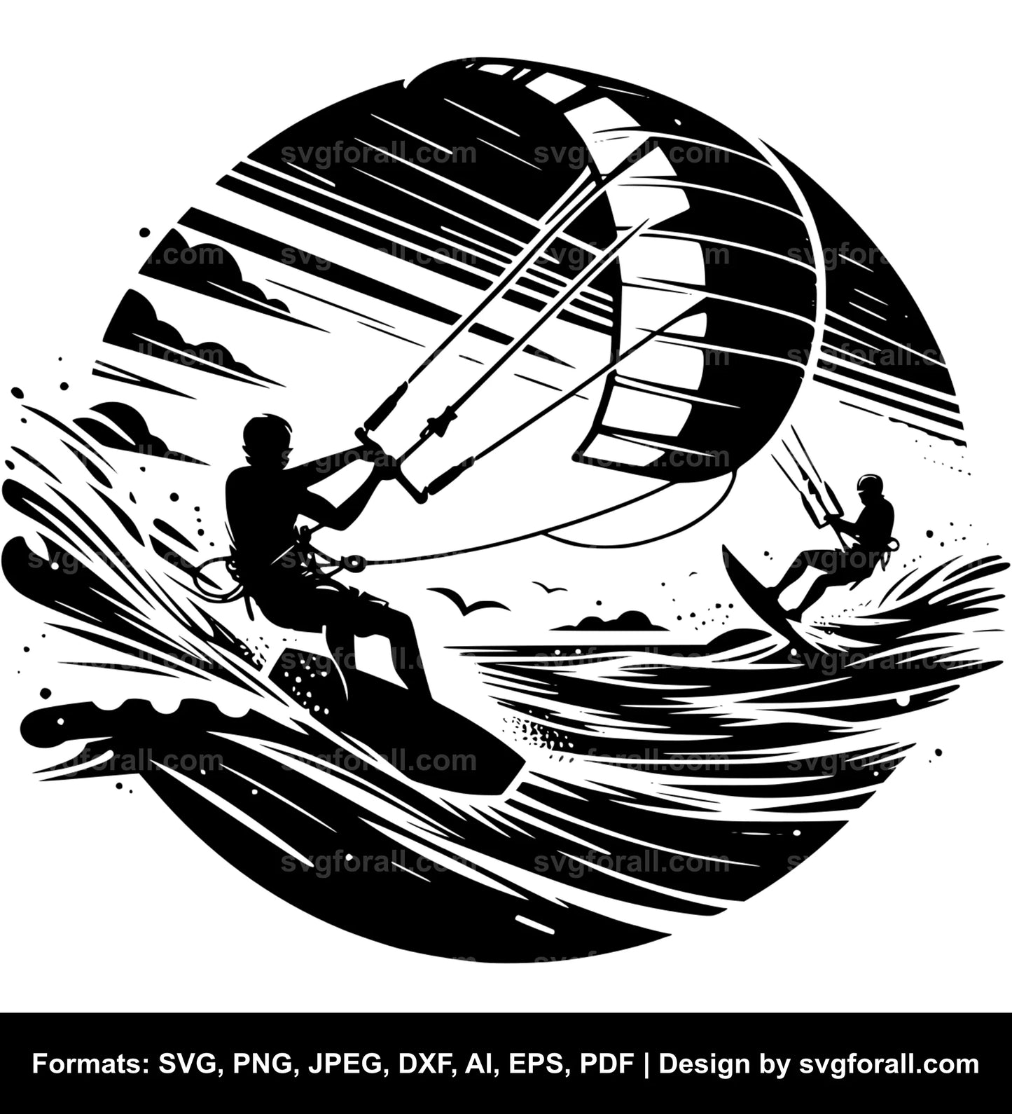 Kitesurfing Black SVG