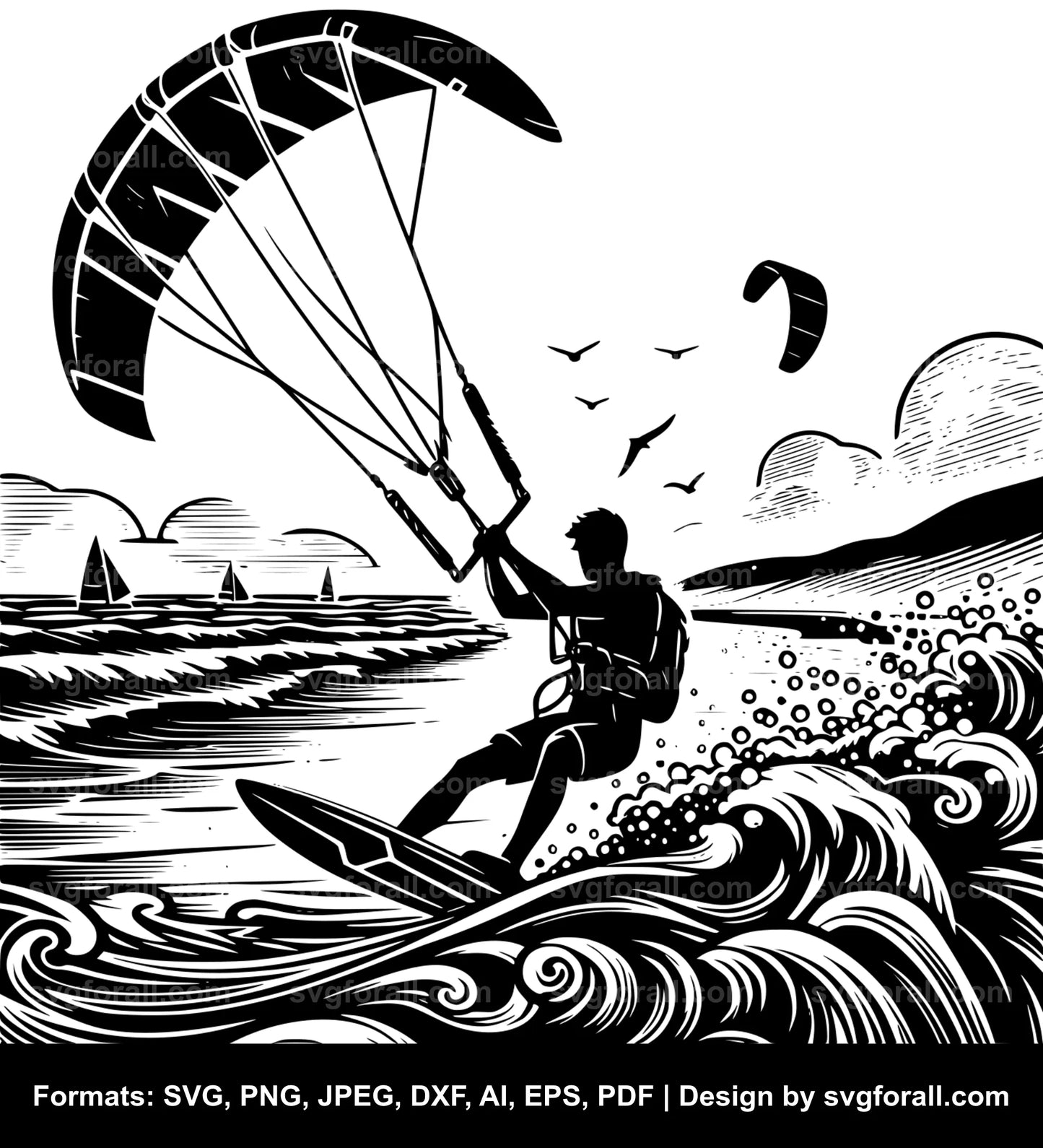 Kitesurfing Cricut SVG