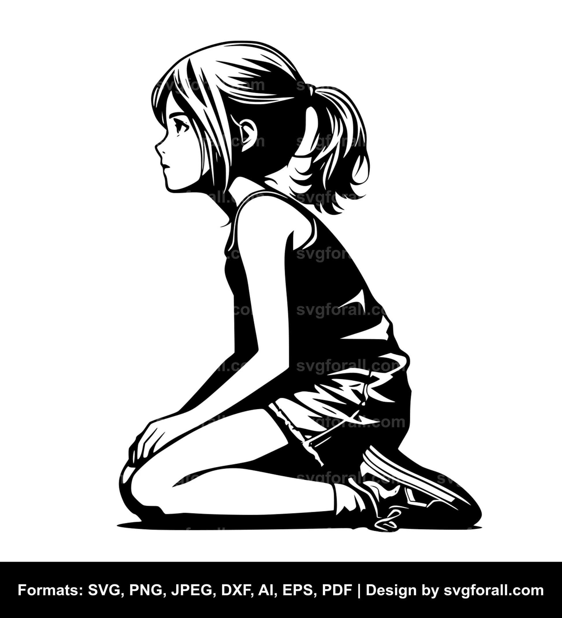 Kneeling Girl SVG File