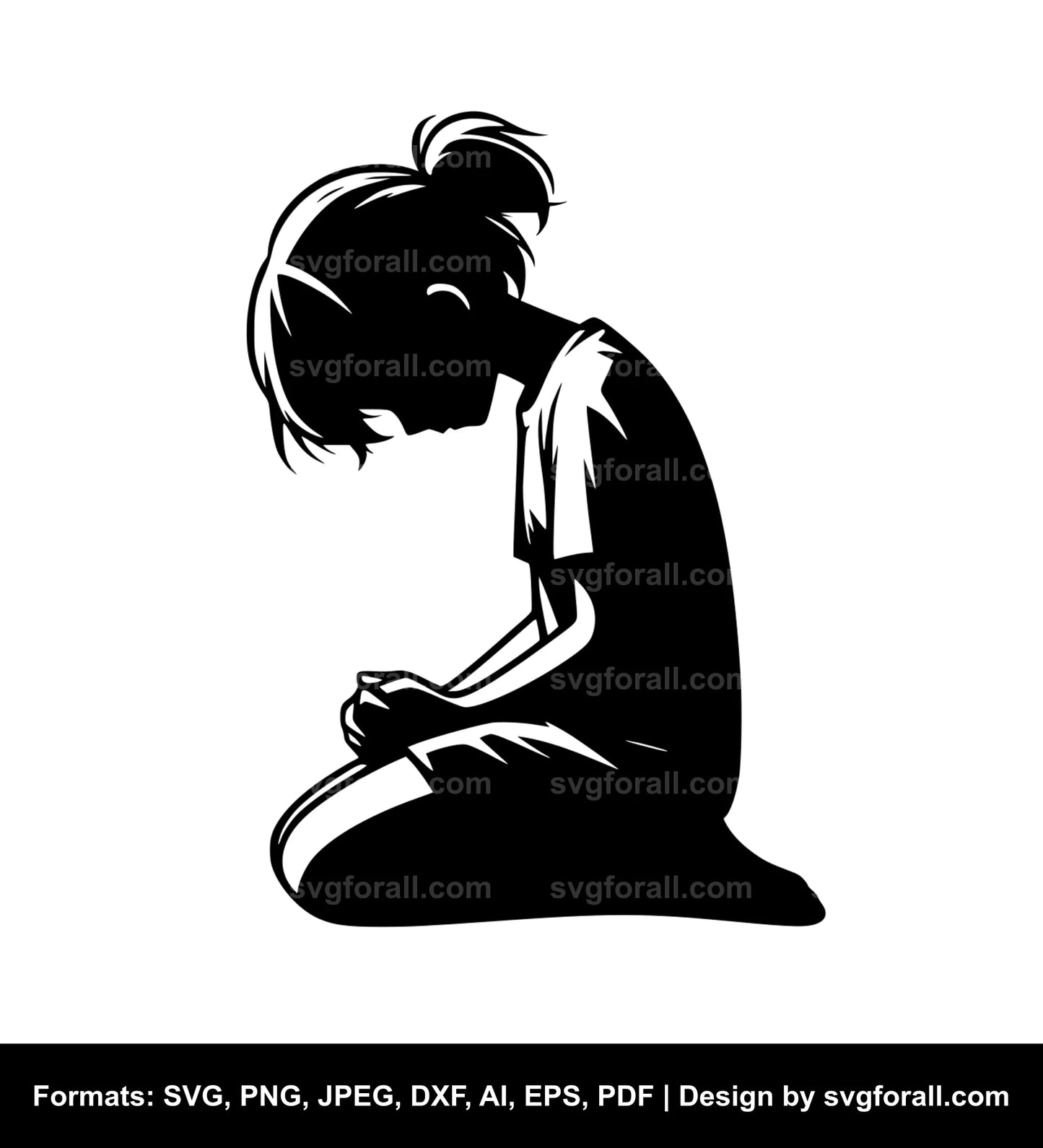 Kneeling Girl SVG PNG