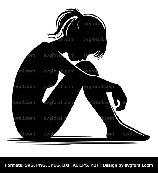 Kneeling Girl Vector SVG