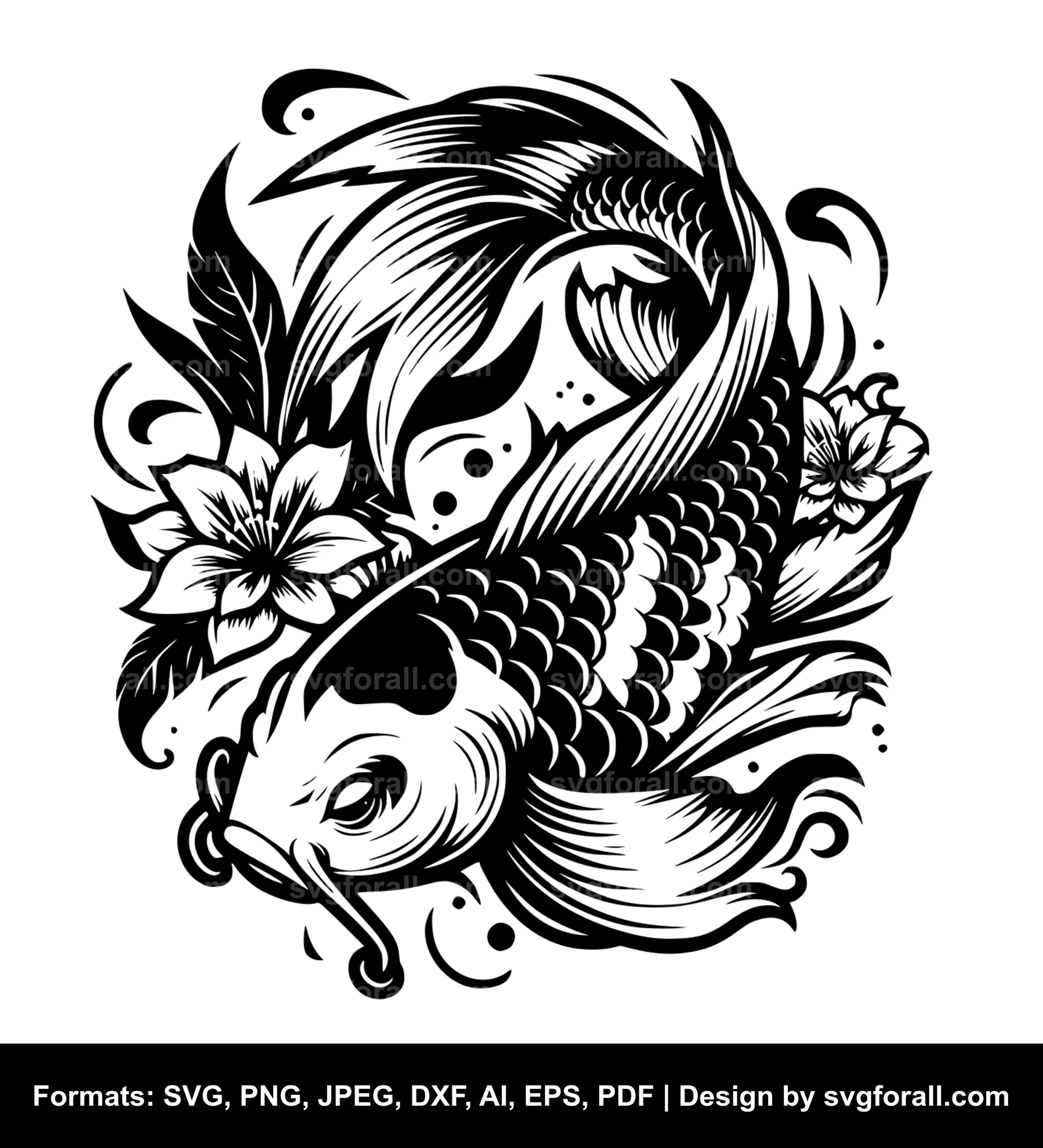 Koi Fish Black SVG