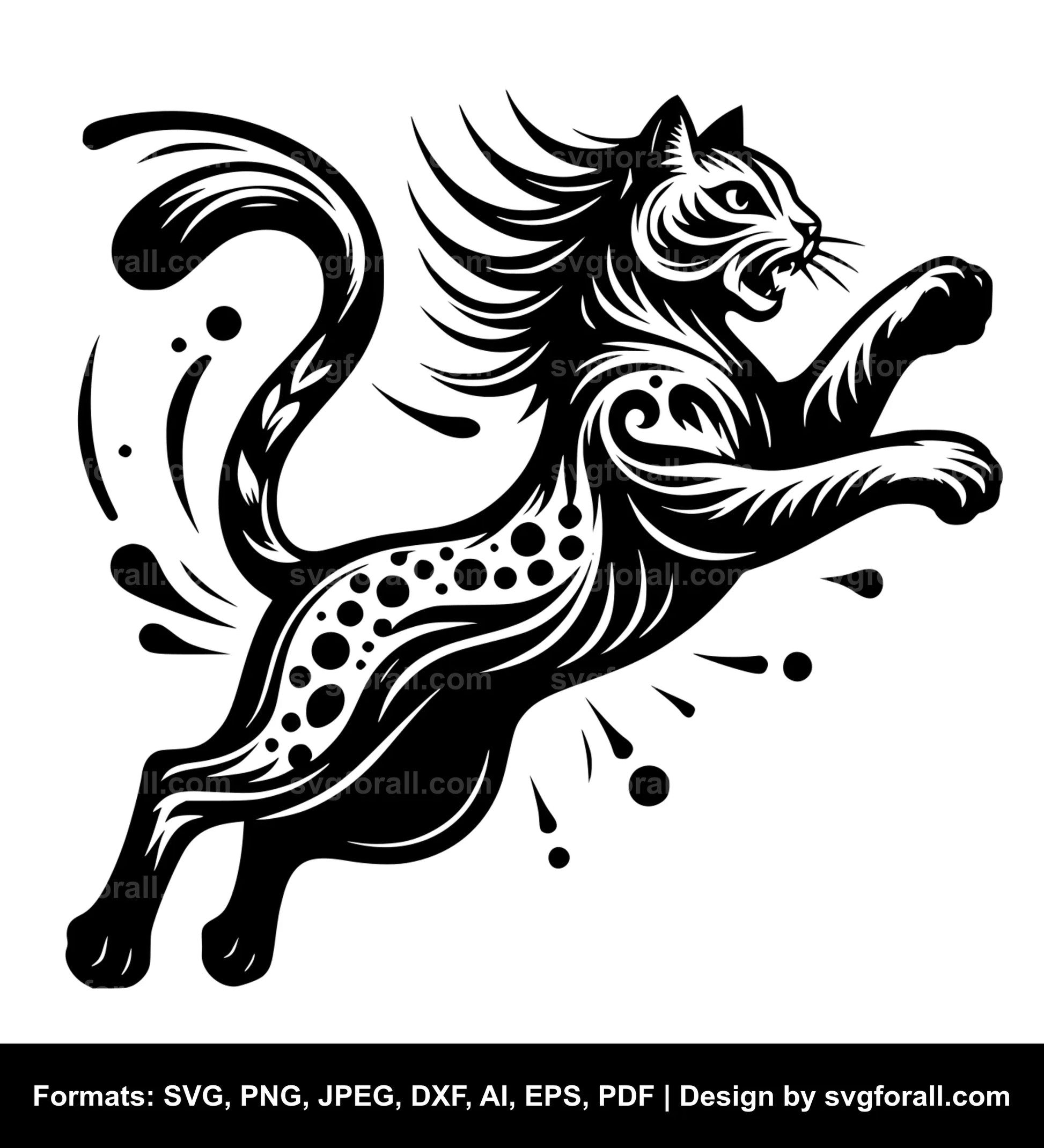 Leaping Cat Black SVG