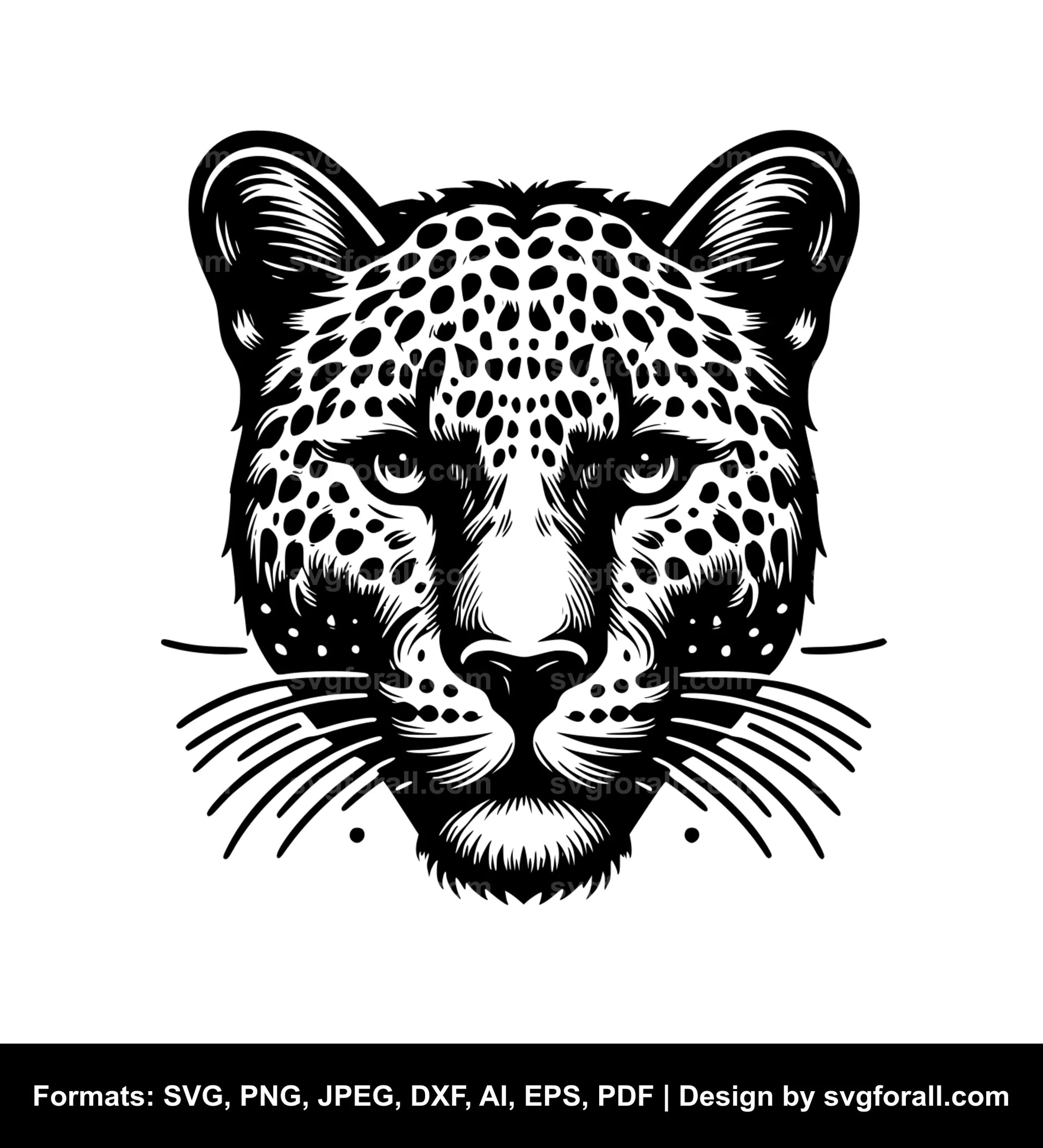 Leopard Face Black SVG