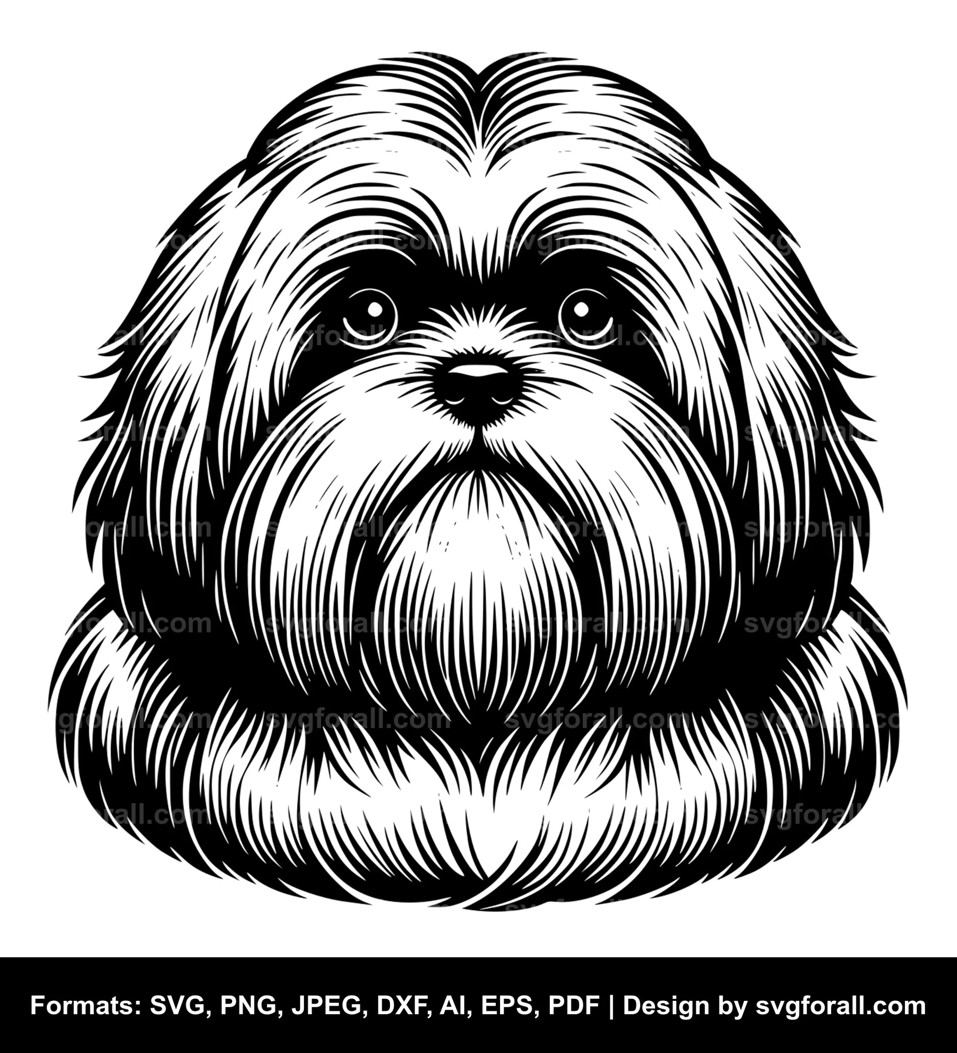 Lhasa Apso Dog Black SVG