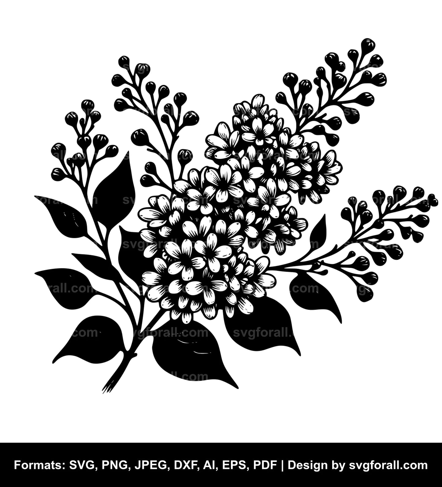 Lilac Flower Black SVG