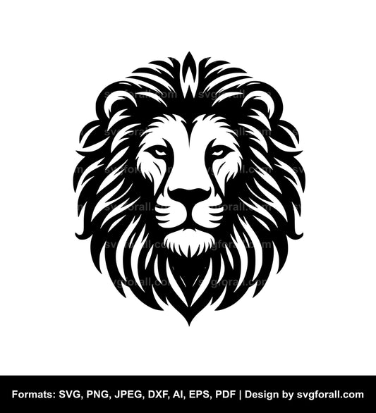 Lion Face Black SVG