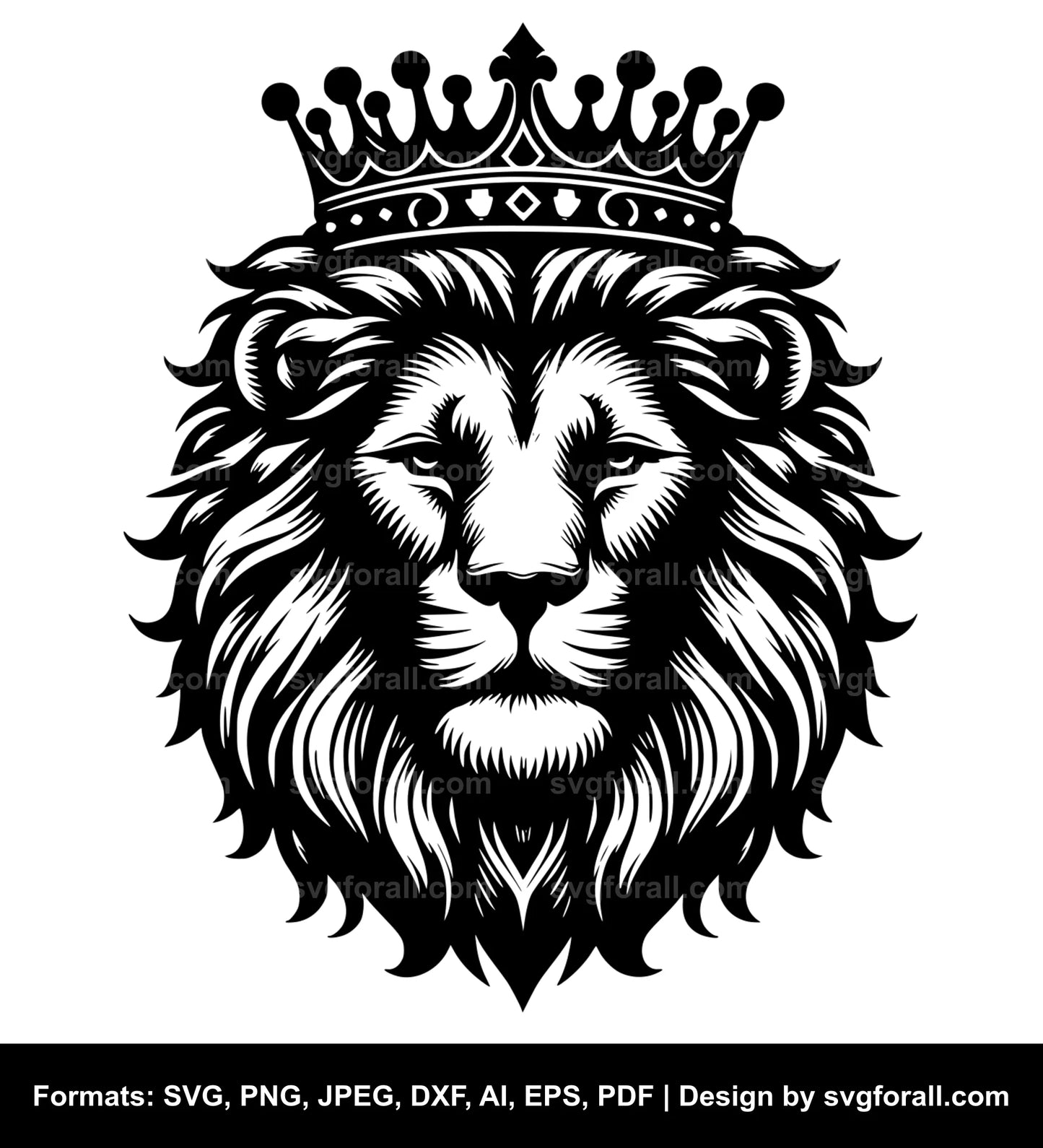 Lion With Crown Black SVG