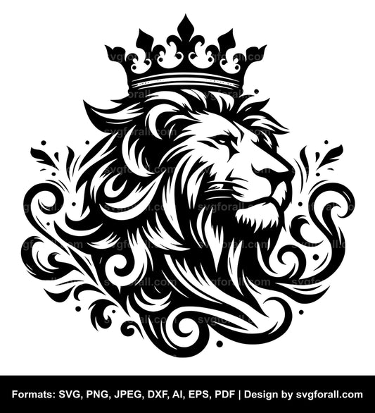 Lion With Crown SVG Vector