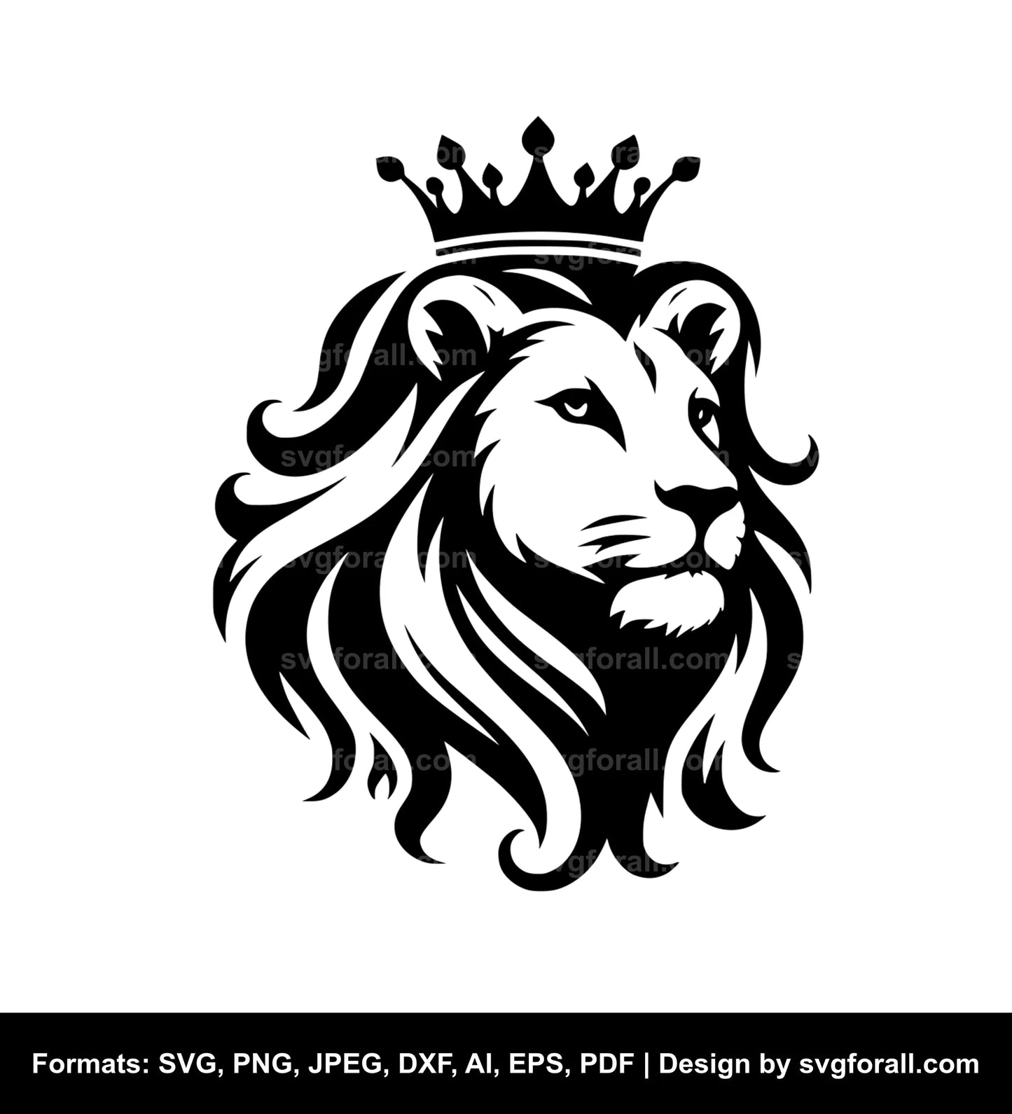 Lioness With Crown Black SVG