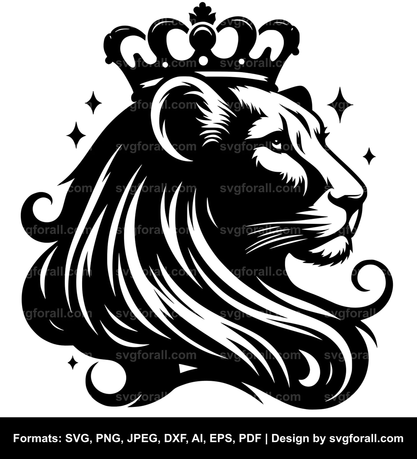 Lioness With Crown SVG File