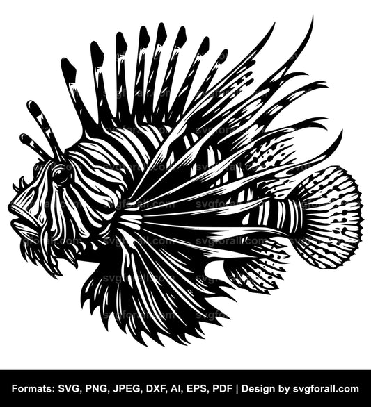 Lionfish Black SVG