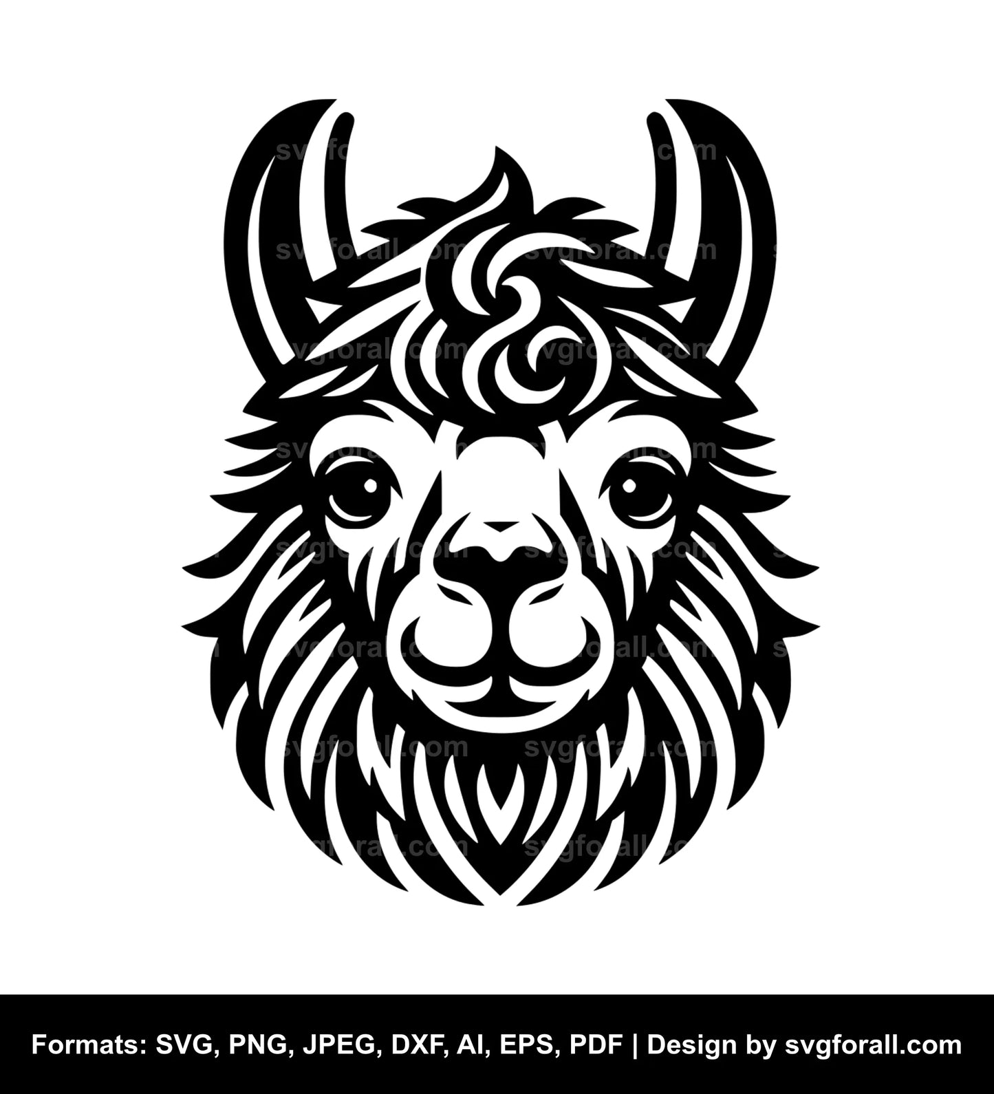 Llama Face Black SVG