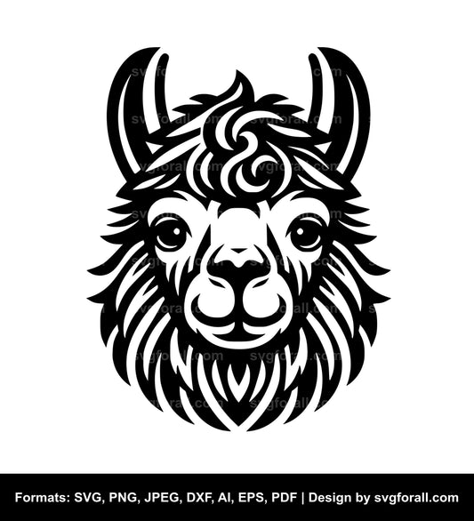 Llama Face Black SVG