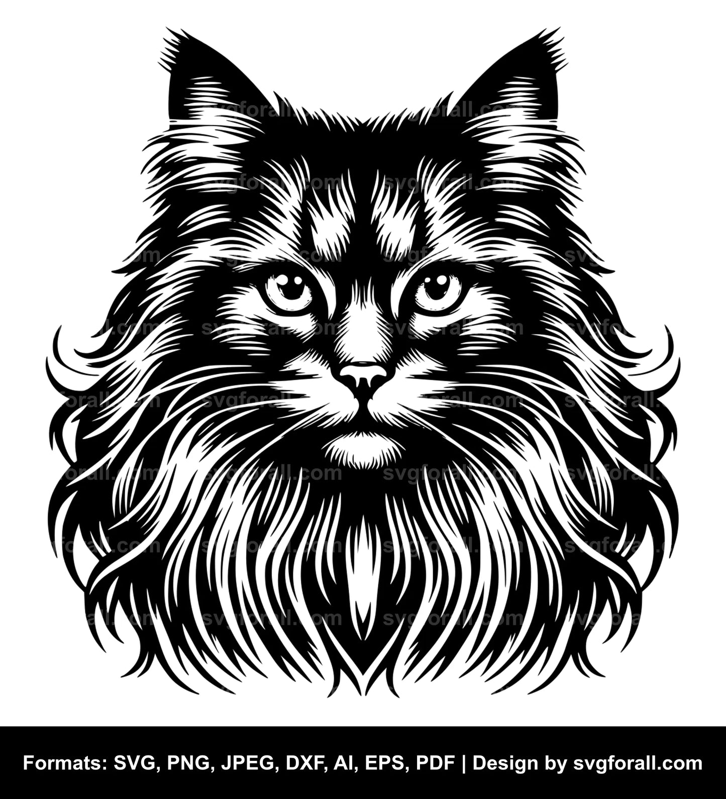 Long Haired Cat Clipart SVG