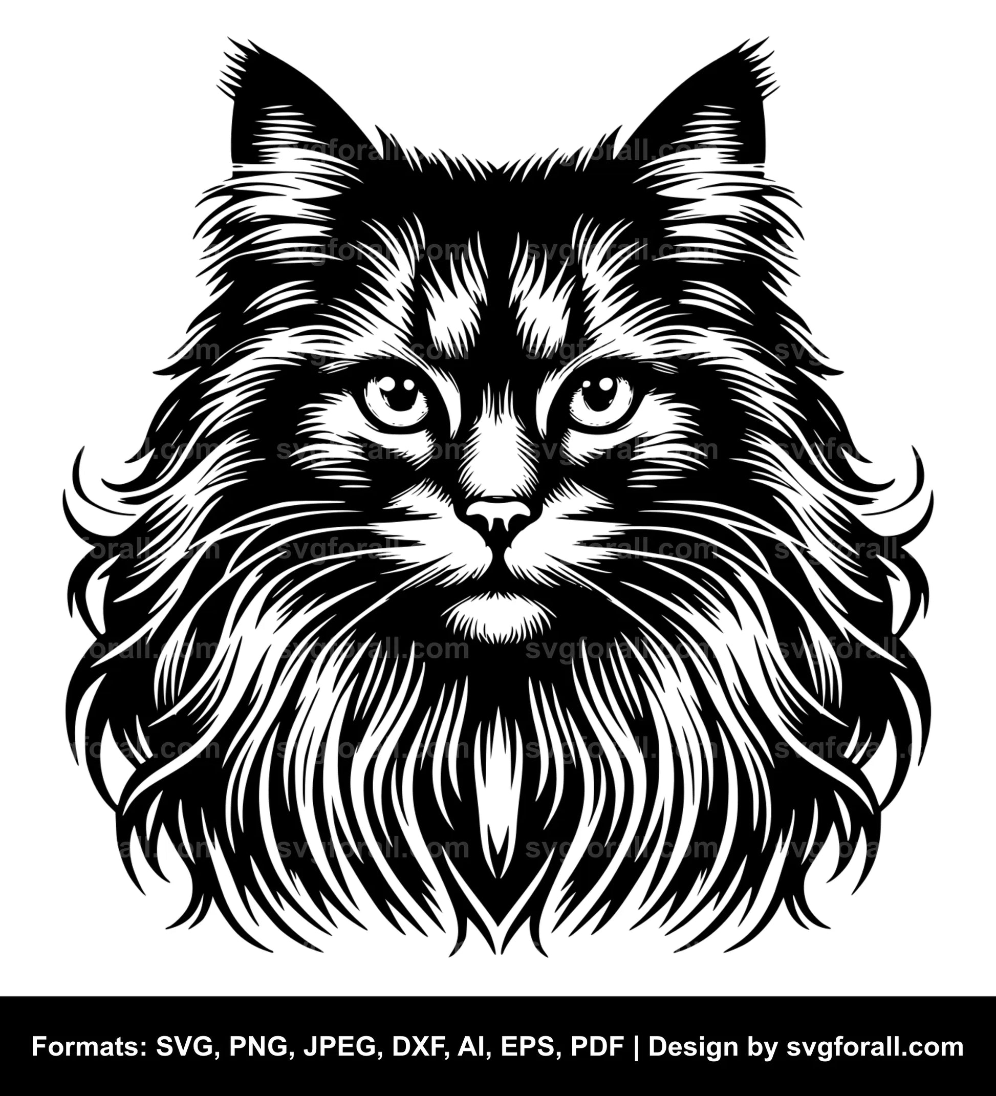 Long Haired Cat Clipart SVG