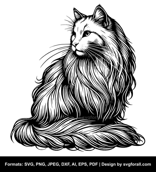 Long Haired Cat SVG