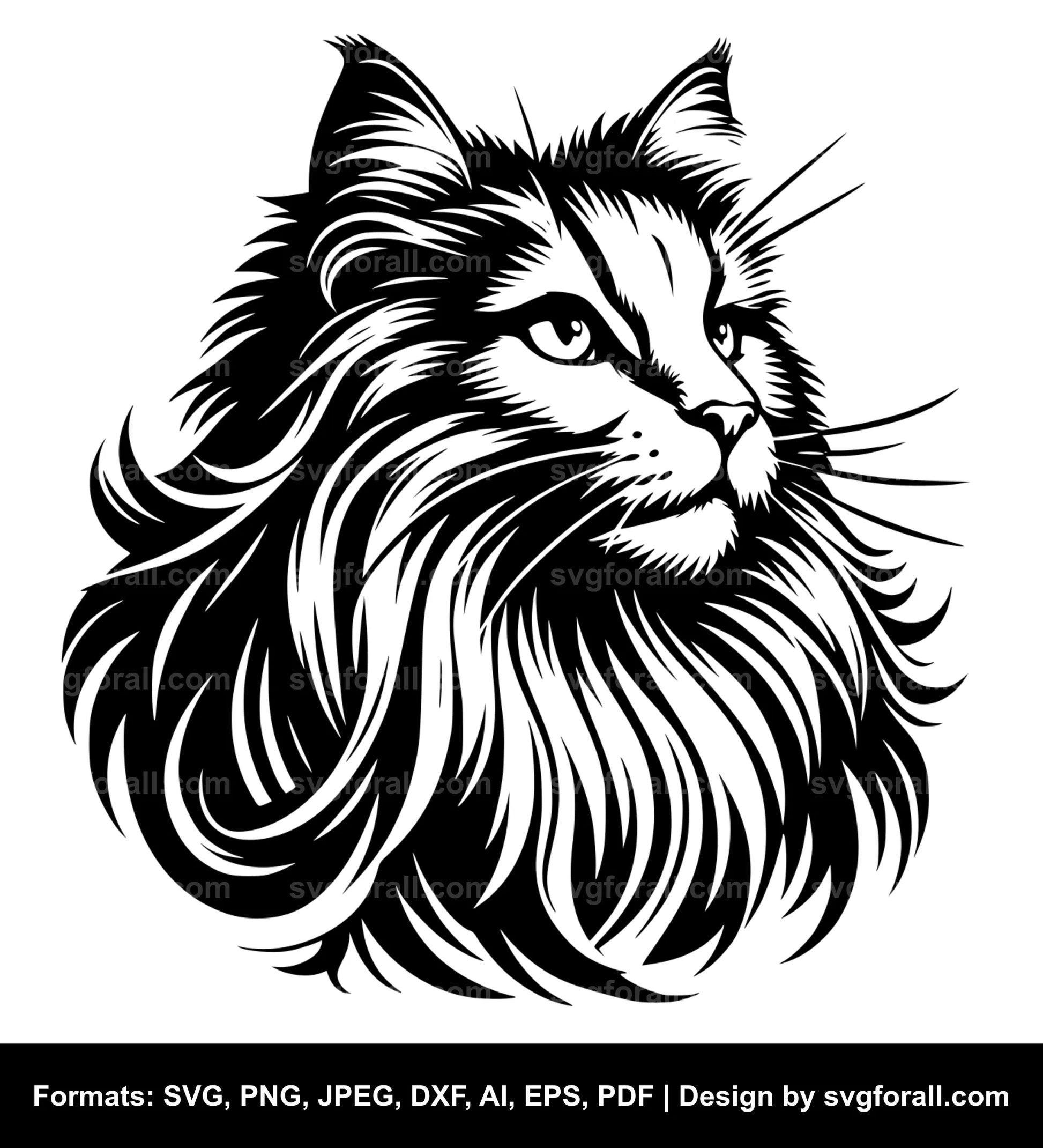 Long Haired Cat SVG File