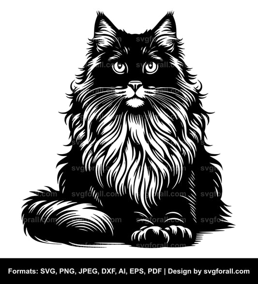 Long Haired Cat SVG PNG