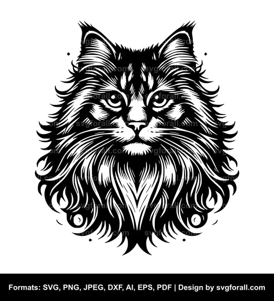 Long Haired Cat SVG Vector