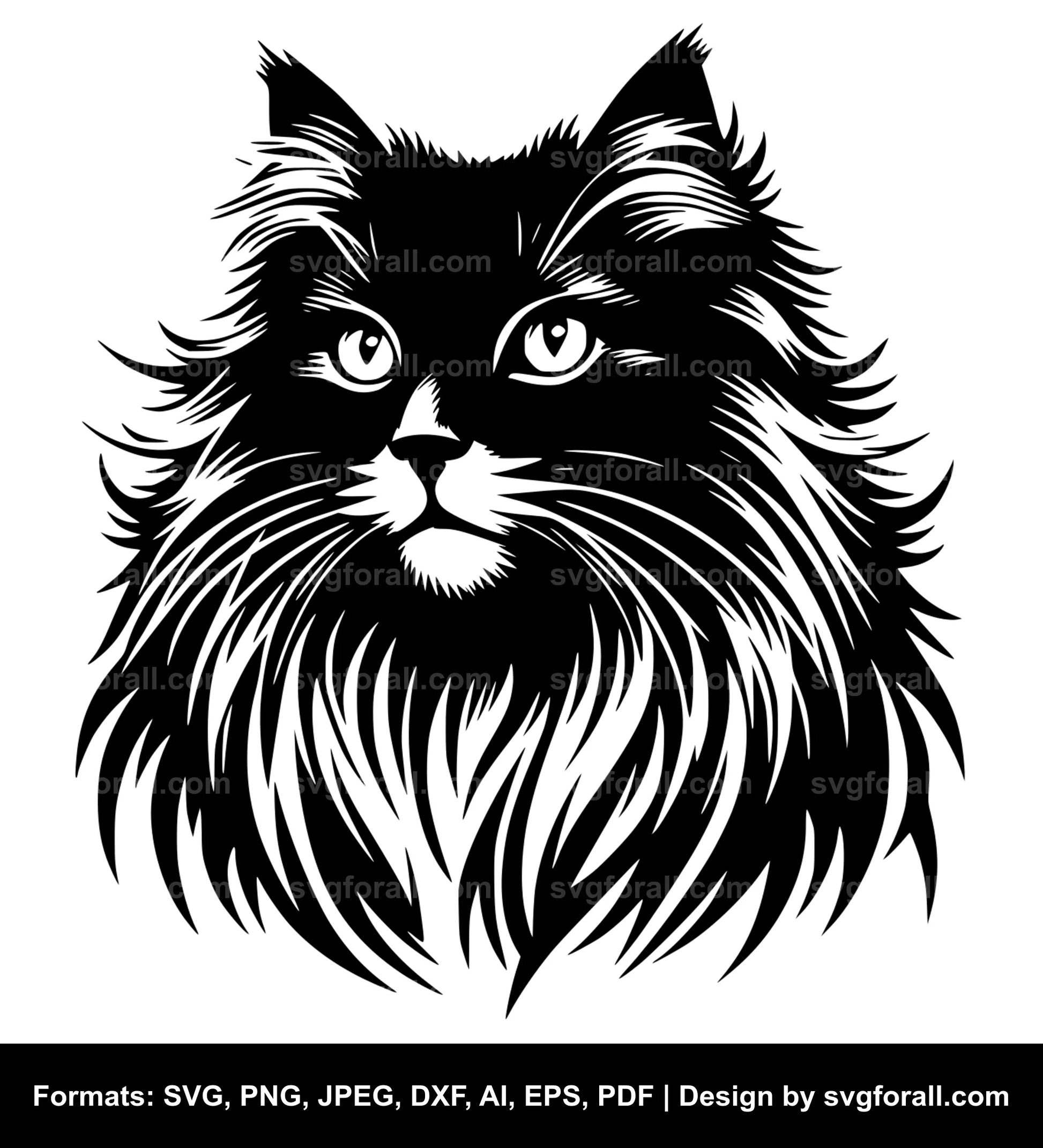 Long Haired Cat Vector SVG